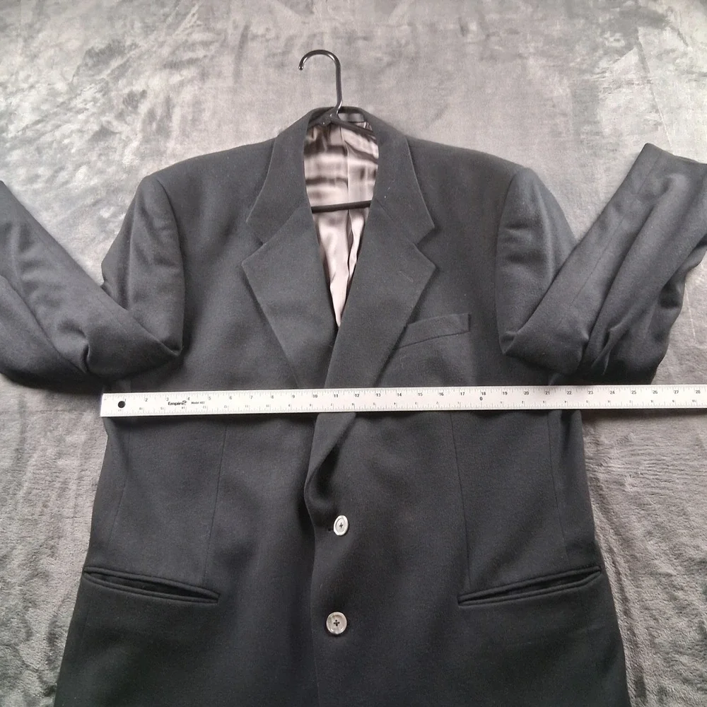 Hals Ultima Moda Blazer Mens 46 Black Two Button Wool Blend Sport Coat Encino